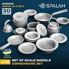 Models Dinnerware set (14 pcs) Scale Model Kit for Diorama 1:35 Spalah SP20935