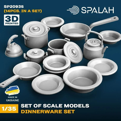 Models Dinnerware set (14 pcs) Scale Model Kit for Diorama 1:35 Spalah SP20935