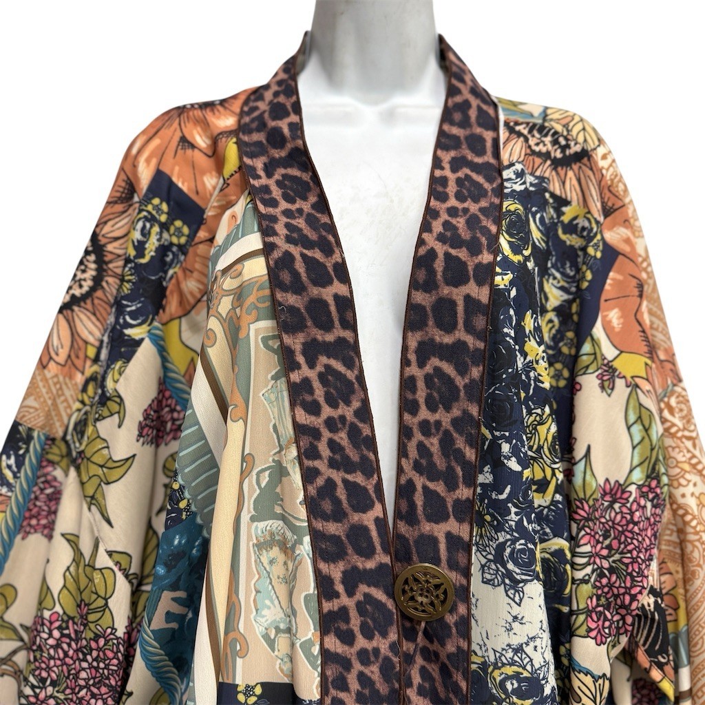 John Mark Patchwork Kimono Jacket Floral Boho Fes… - image 3