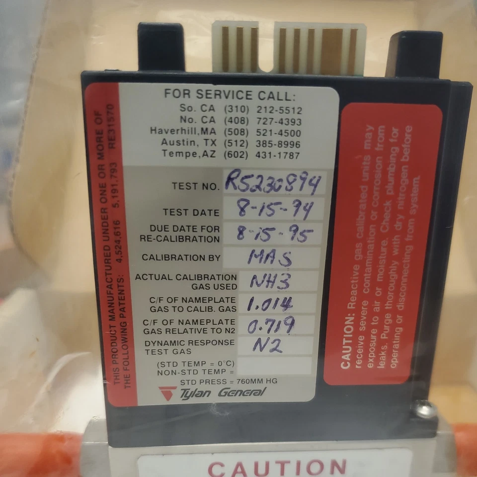 Tylan, FC-260, Mass Flow Controller, W Certified Calibration - Image 3 of 3