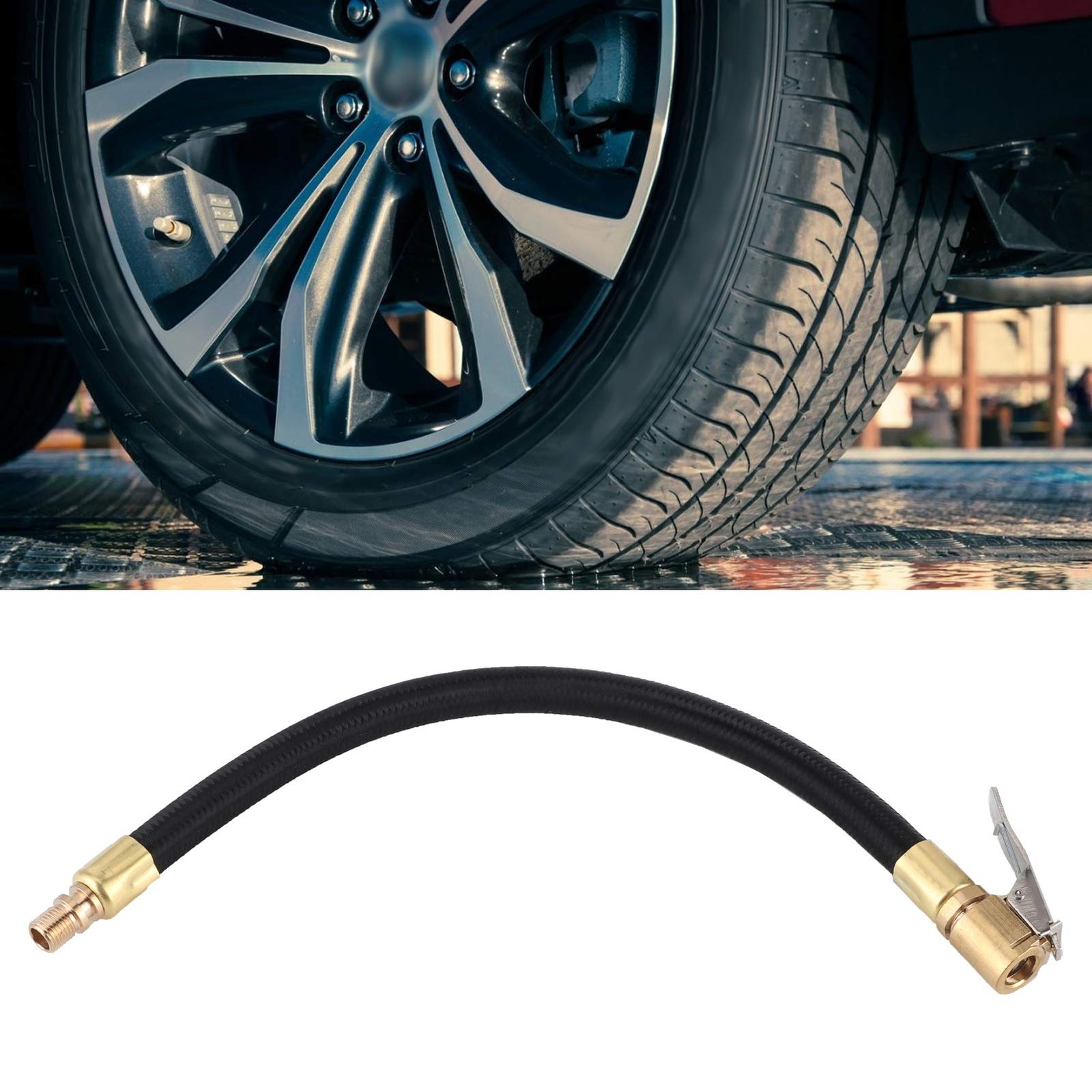 Gonfiatore per Pneumatici per Auto Tubo Dell'aria in Gomma Clip Sulla