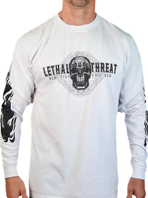 LETHAL THREAT Death Rider Long-Sleeve T-Shirt White 3XL LS20876XXXL
