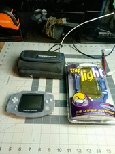 Nintendo Game Boy Advance Console System - Clear Glacier Extras LOT