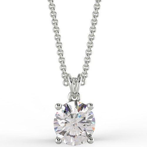 1.74 Ct Round Cut SI1/E Diamond Pendant 14K White Gold - 第 1/6 張圖片