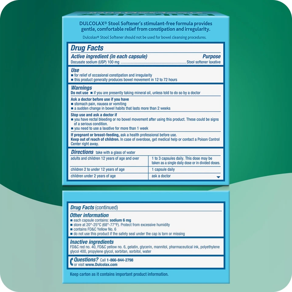 Dulcolax Suavizante de Heces Laxante 50 Cápsulas Gel Líquido Alivio Suave Foto 3 de 4