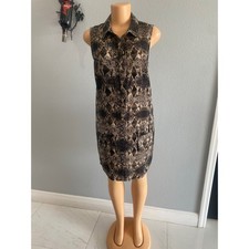 Banana Republic Womens 10 Snakeskin Print Sleeveless Shirt Dress Utility Pockets