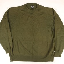 ADIDAS Vtg y2k Silk Cashmere Olive Green Crew Neck SWEATER Men's L