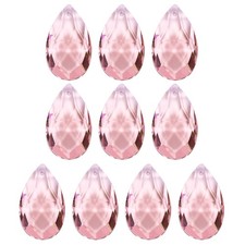 K9 Crystal Pendants Teardrop Beads, 10 Pack 38mm Chandelier Prisms DIY Pink