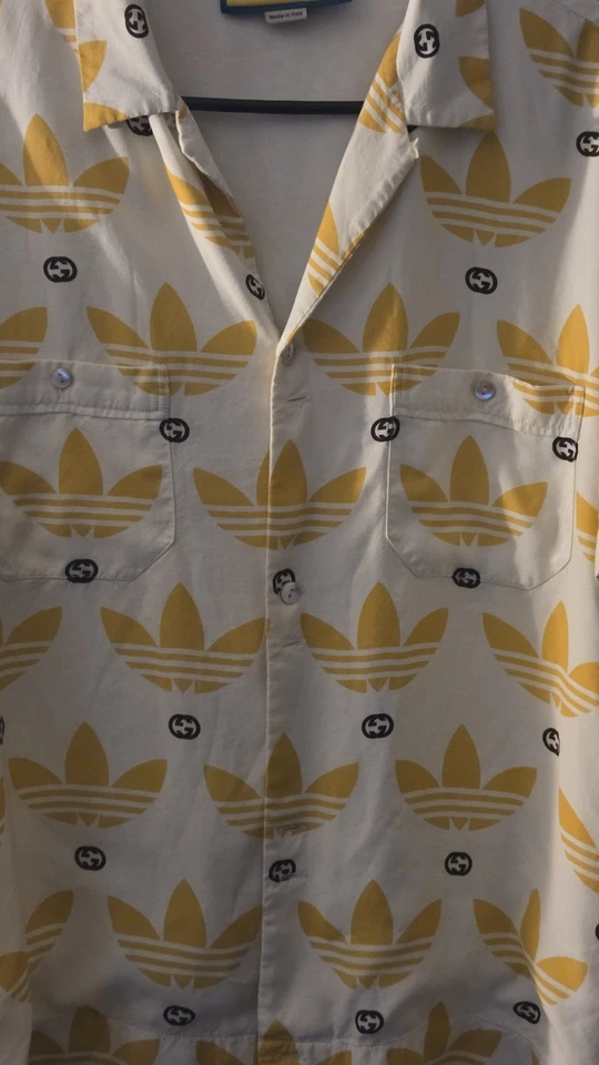 Camisa de boliche Gucci X Adidas estampa trevo (tamanho 52 - XL) - Imagem 2 de 4
