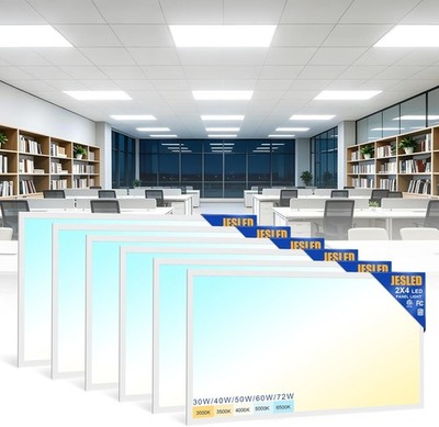 JESLED 6Pack 2x4 led Flat Panel Light 5CCT Drop Ceiling Light Fixture for Office