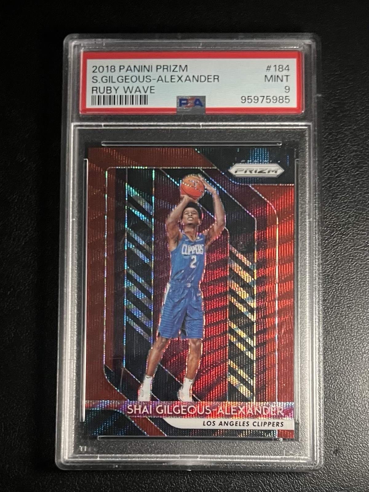 2018 Panini Prizm Shai Gilgeous-Alexander Ruby Wave PSA 9 #184 Rookie