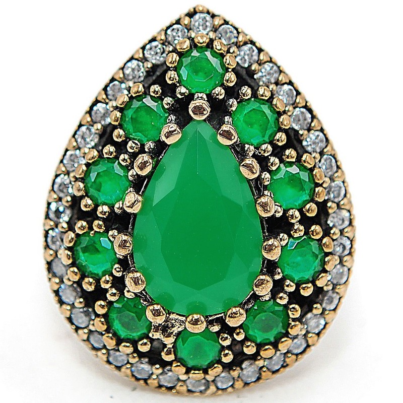 Ottoman 6CT Heat Treated Green Tourmaline 925 Sterling Silver Ring Sz 7 H1-6