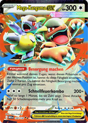 Pokemon Karte Mega Kangama ex MEG 104/132 Megaentwicklung NM Farblos Rare DE