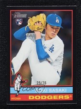 2025 Topps Heritage Chrome Black Border 25/76 Roki Sasaki #224 i6e