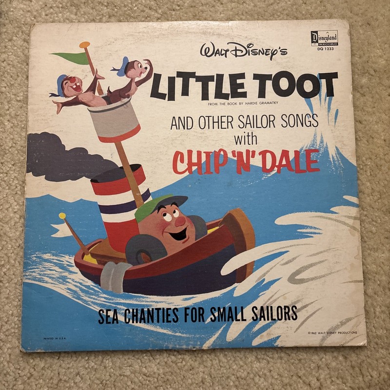 1962 Disney. Little Toot And Other Sailor Songs With Chip n Dale. DQ-1233. Vinyl