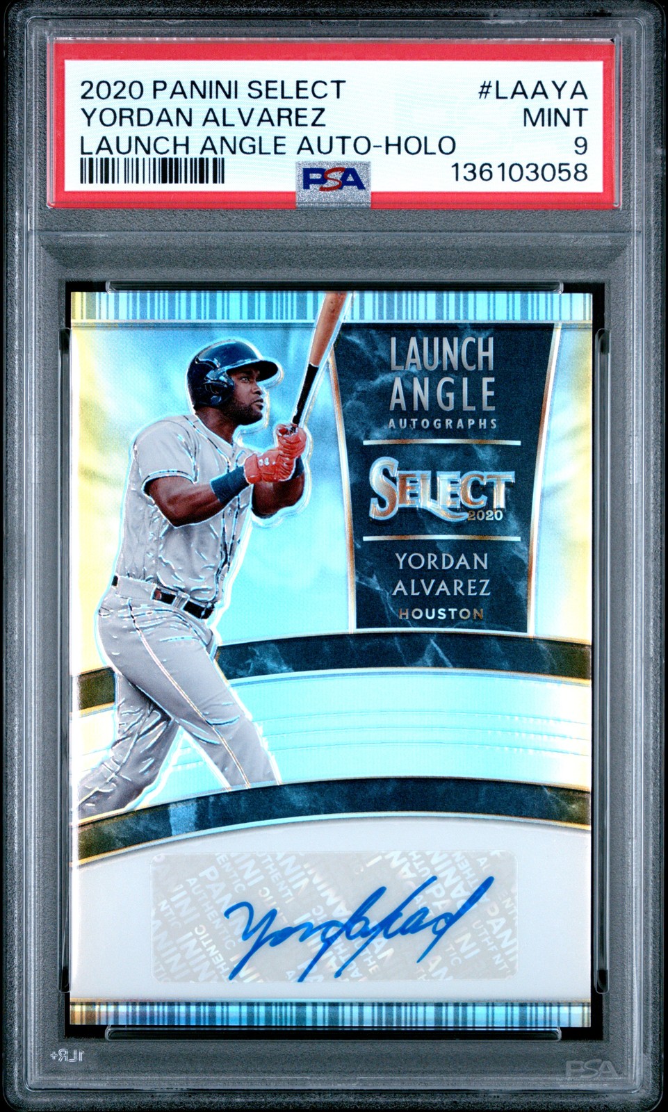 2020 PANINI SELECT LAUNCH ANGLE AUTOS HOLO YORDAN ALVAREZ 112/199 PSA 9 AUTO