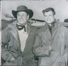 1955 Joel Mccrea Son Father Filming Celebrity Movie Men 6X6 Historic Press Photo