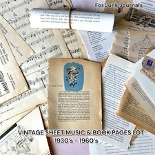 Vintage Old Book & Music Sheet Pages Supply Lot Junk Journal Ephemera 30pcs