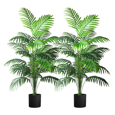 4ft 2pcs Large Artificial Plants Fake Palm Tree Tropical Palm Leaves Faux Pal...
