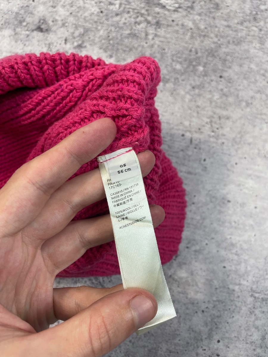 Acne Studios Pansy Wool Knit Face Logo Hat Y2K View 5
