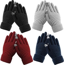 4 Pairs Women's Touchscreen Gloves Warm Fleece Lined Winter Knit Gloves
