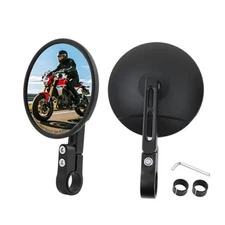  Motorcycle Bar End Mirror Fits 22mm 25mm Handlebars, Round Mirrors 360° 