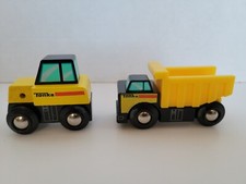 Tonka Wooden Train Construction Truck Dump Truck Set Fits BRIO Thomas Lot of 2
