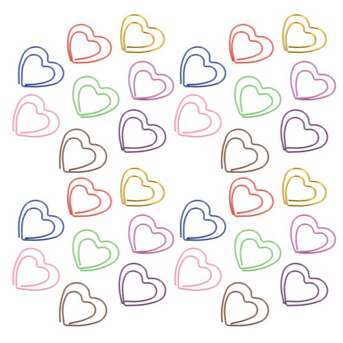 50 Pcs Colorful Love Paper Clip Decorative Metal Clips Cute Office