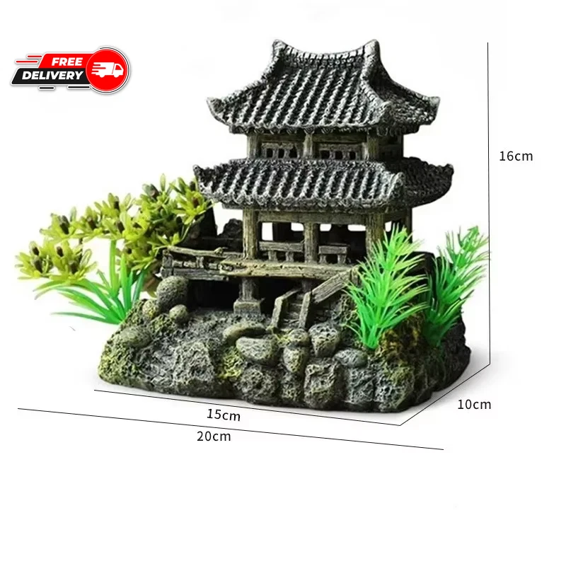 Resin Aquarium Ornament Large Fish Tank Landscape House Hill Bridge
Opens in a new window or tab