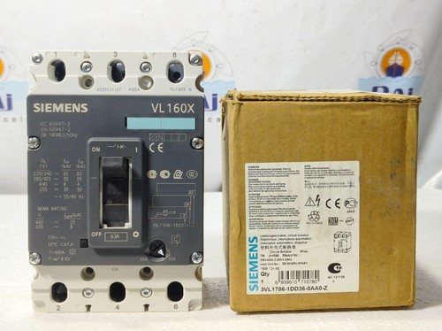 Siemens VL160X 3POLIG 50-63A Formgehäuse-Leistungsschalter Mccb 3VL1706-1DD36-0AA0 - Bild 1 von 8