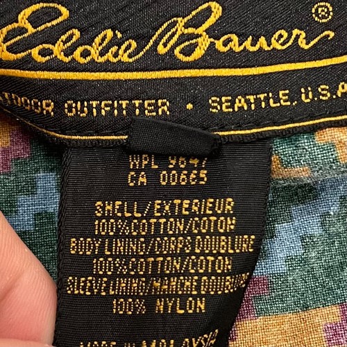 Vintage Eddie Bauer Jacket Women L Denim Barn Chore Southwestern Corduroy Collar - Afbeelding 7 van 14