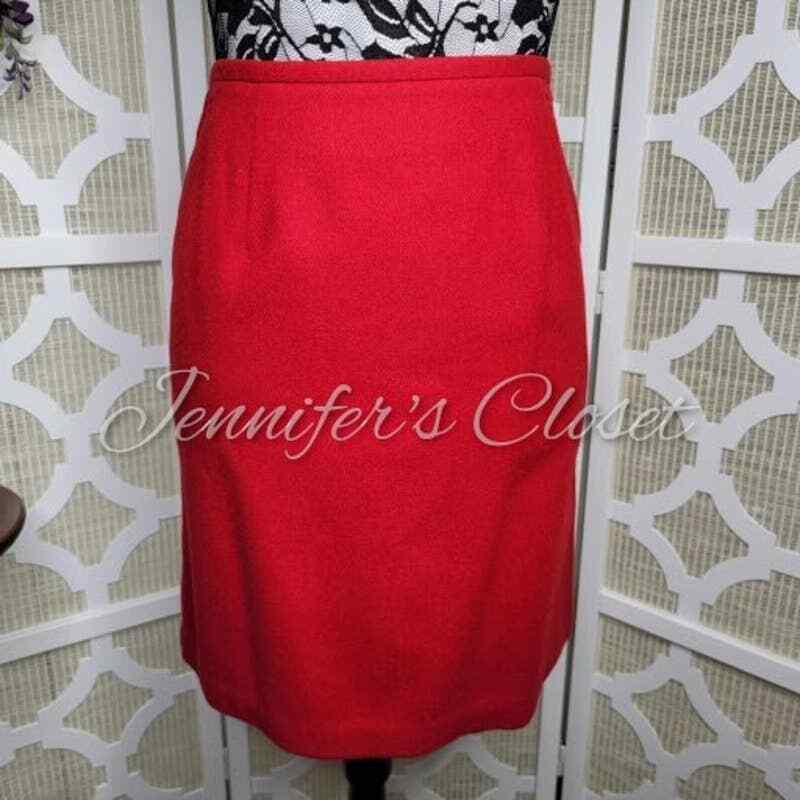 Norton McNaughton Petite Red Wool Pencil Skirt - image 1