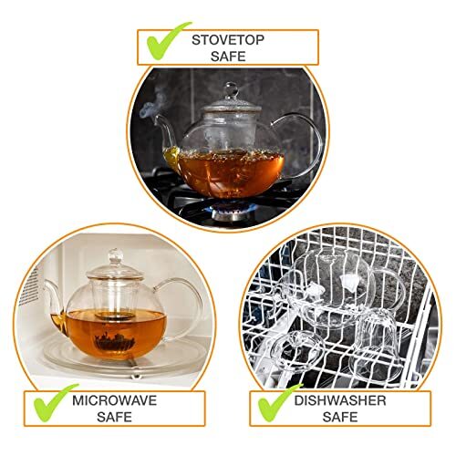 Kitchen Kite Glass Teapot with Glass Infuser with Glass Lid Gift set Stovet... for sale online