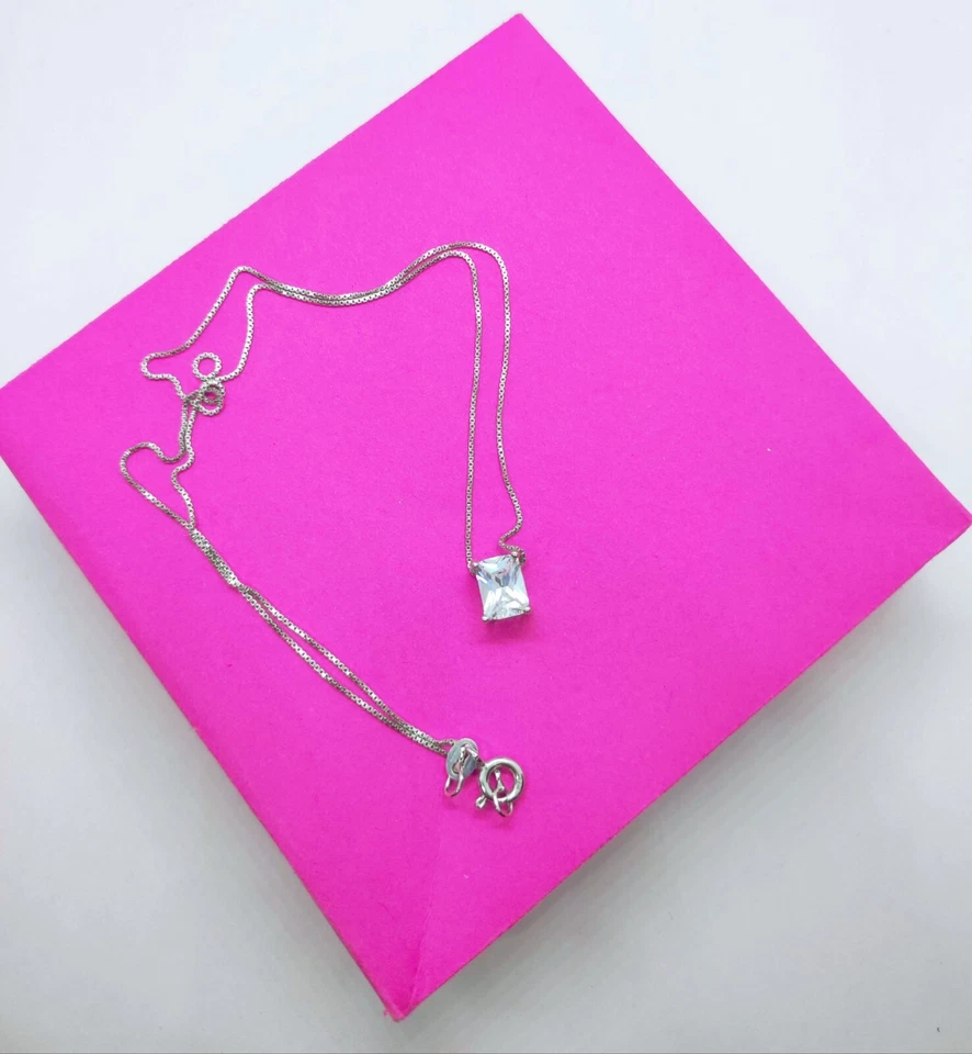 Punto luce donna in argento 925 + collana veneziana. punto luce taglio smeraldo - Immagine 3 di 4