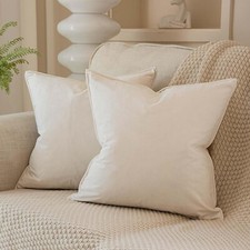 Decorative Velvet Throw Pillow Covers 24x24 inch Set of 2 Cream White