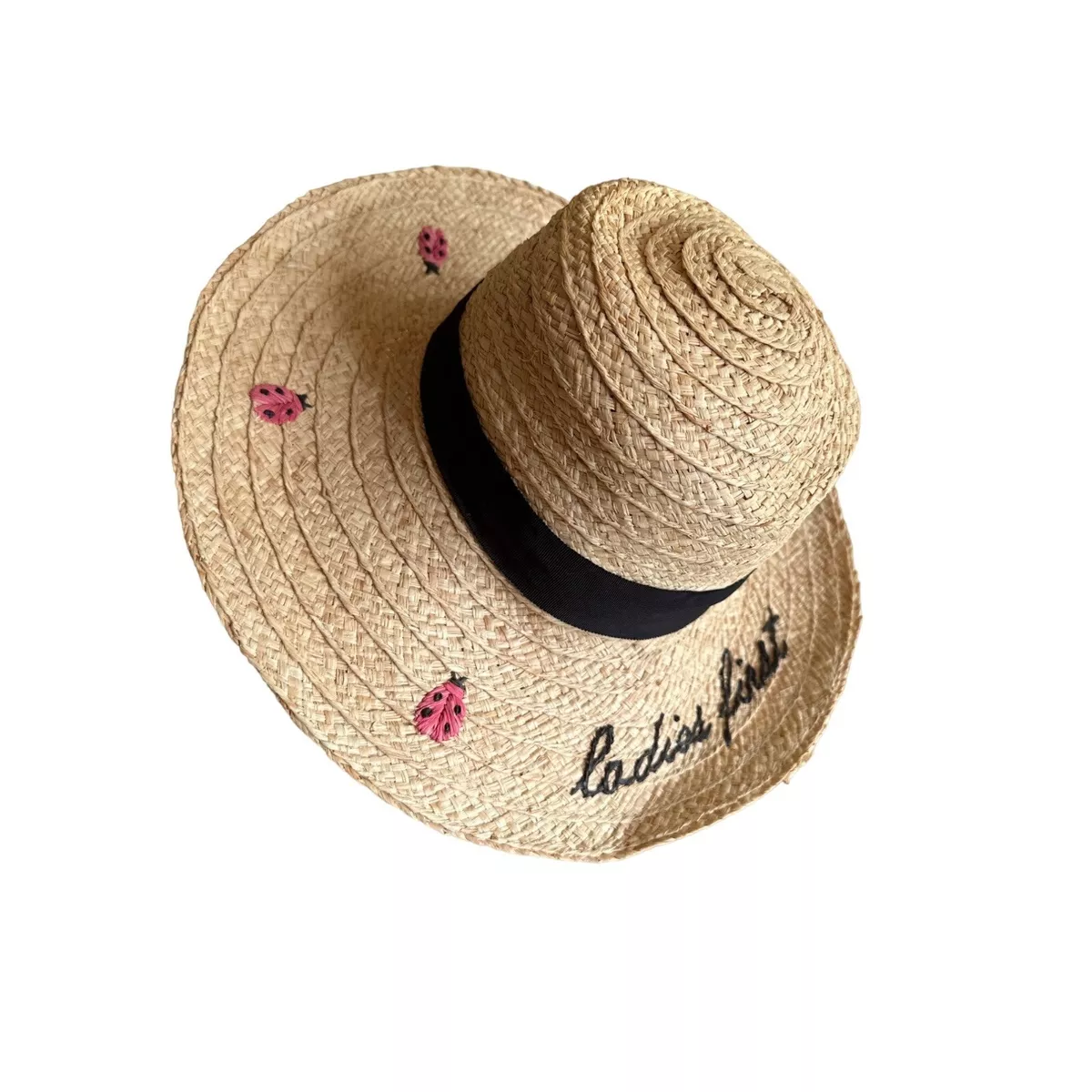 Kate Spade Ladies First Straw Lady Bug Sun Hat One SIze
