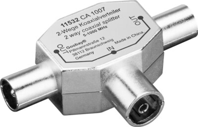 2-fach Verteiler Splitter Antennen Adapter KOAX Kupplung - 2x Stecker TV IEC 