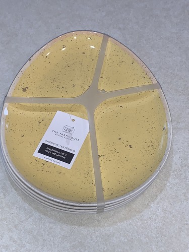 Rachel Ashwell Yellow Speckled Easter MELAMINE Egg Shaped Appetizer Plates Set 4 - 第 1/4 張圖片