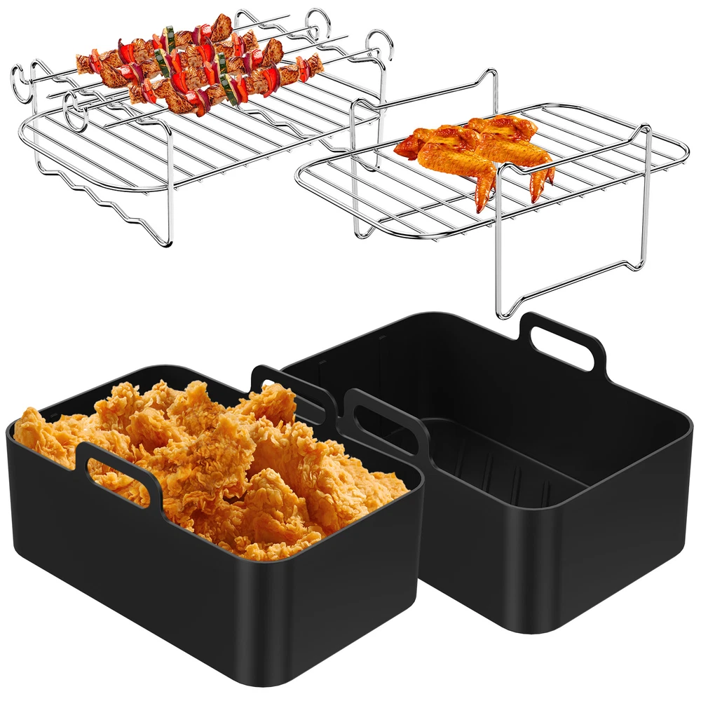 Air Fryer Accessories Set with Air Fryer Silicone Pot and Stainless Steel tefNM Air Fryer Accessories Set with Air Fryer Silicone Pot and Stainless Steel tefNM