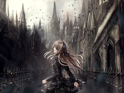 Anime girls building lolita fashion gothic original Playmat Gaming Mat