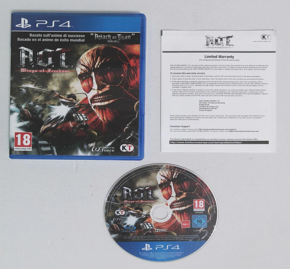 PS4 : A.O.T. WINGS OF FREEDOM - Completo ! Attack on Titans ! PLAYSTATION 4 PS5, foto 1 di 2