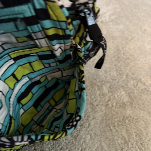 Vera Bradley Teal Green White Black Flowers Small Cross Body Purse Magnetic - Picture 5 of 9