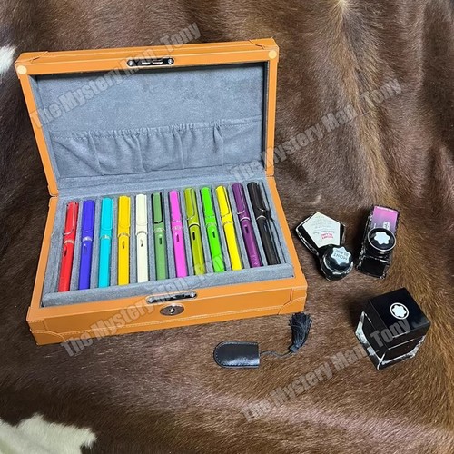 Mikrofaser Leder Füllfederhalter Aufbewahrungsbox Stift Display Organizer Sammler Etui - Bild 7 von 9