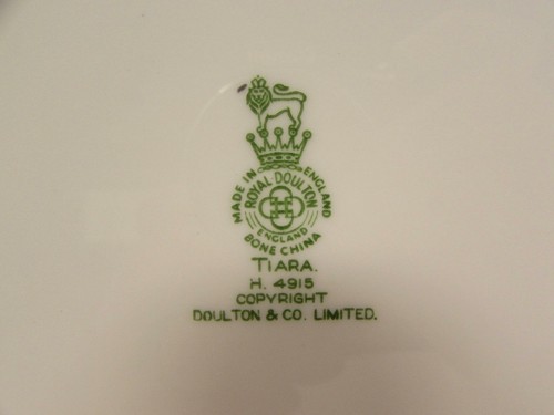 Tiara by Royal Doulton Bread Plate Bone Blue Gray Vine Platinum Rings s59 - Picture 2 of 2