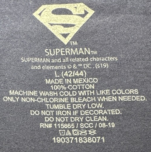 Superman Logo T Shirt Small Navy Blue Adult Size XL Short Sleeve Shirt - Picture 5 of 9