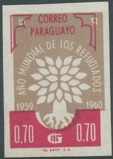 PARAGUAY 1960 Weltflüchtlingsjahr 0.70 G. hellgraulila/rotlila postfr. Kab.ABART
