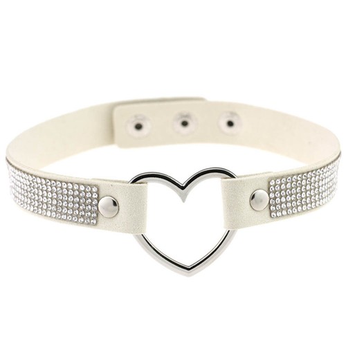 Womens Choker Collar Necklace Crystal Heart Rhinestones Tattoo Gothic Bracelet - Picture 17 of 18