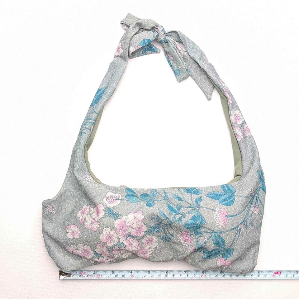 BECCA Women's Mojito Serene Metallic Floral Print Halter Bikini Large Green - Image 4 of 4