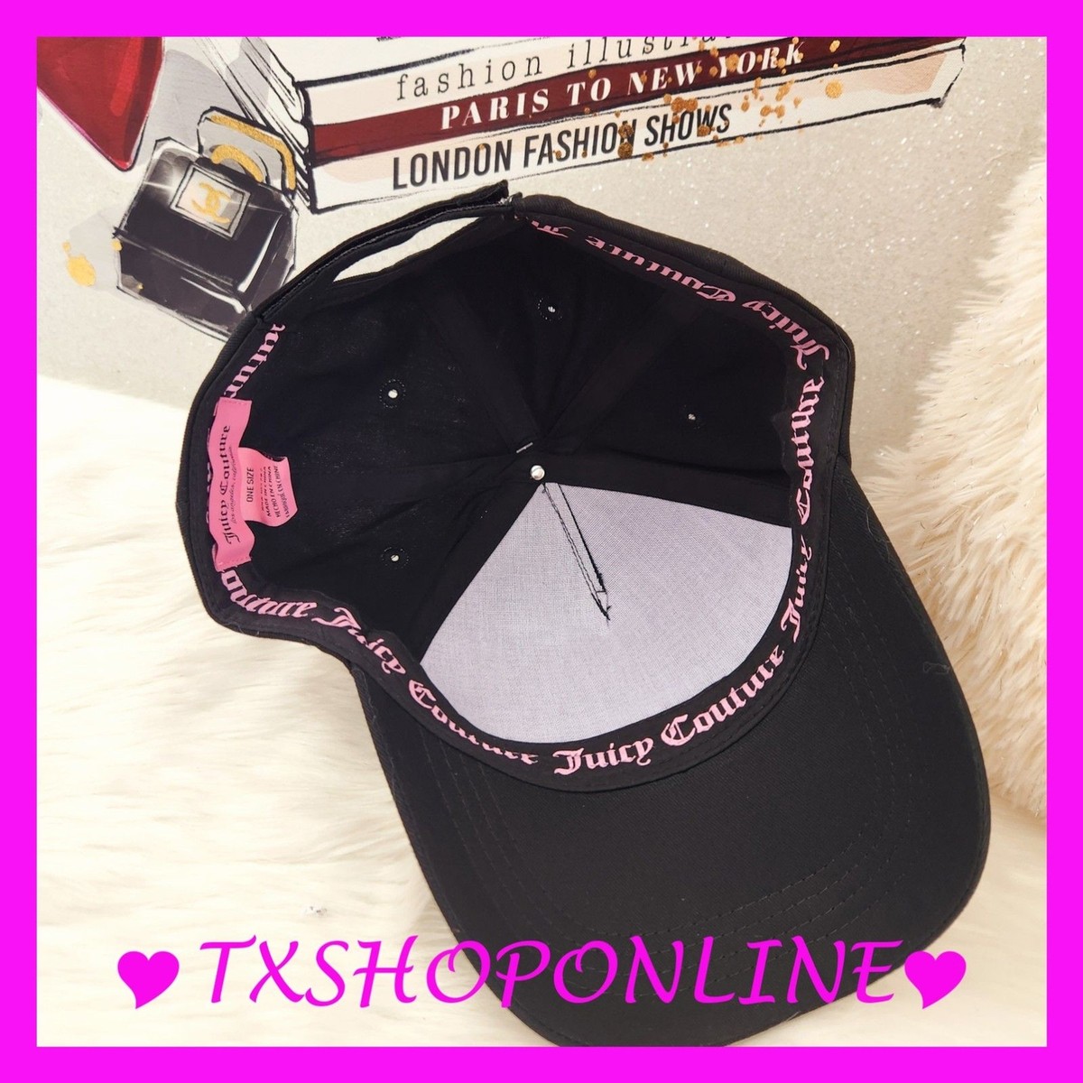 Juicy Couture black rhinestone studded bling gemstone embellished‎ baseball cap Juicy Couture} bling rhinestones baseball cap hat NWT | eBay main image 2