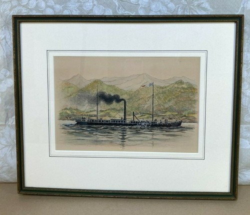  Robert Fulton's Steamboat "The Clermont" Pen & Ink Drawing Unknown Artist - 第 1/9 張圖片